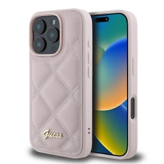 Etui Guess Quilted Metal Logo na iPhone 16 Pro Max - różowe