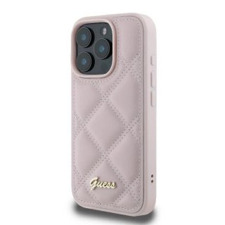 Etui Guess Quilted Metal Logo na iPhone 16 Pro Max - różowe