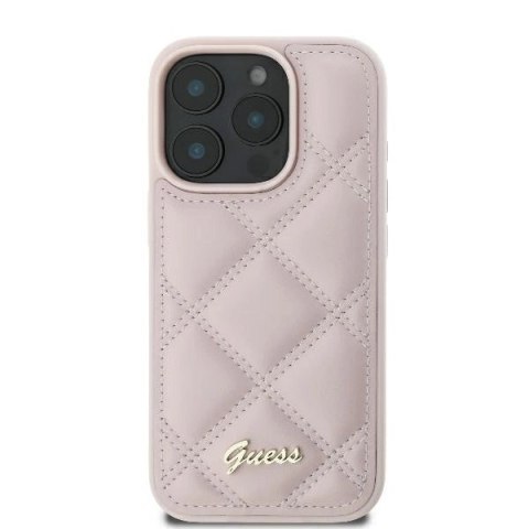 Etui Guess Quilted Metal Logo na iPhone 16 Pro Max - różowe