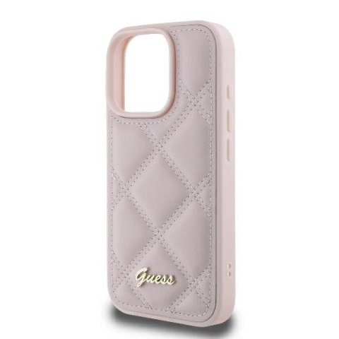 Etui Guess Quilted Metal Logo na iPhone 16 Pro Max - różowe