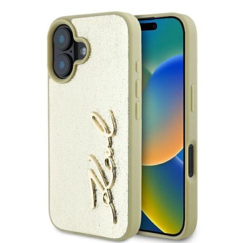 Etui Karl Lagerfeld Metal Signature na iPhone 16 - złote Etui Karl Lagerfeld Metal Signature na iPhone 16 - złote