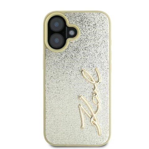 Etui Karl Lagerfeld Metal Signature na iPhone 16 - złote Etui Karl Lagerfeld Metal Signature na iPhone 16 - złote