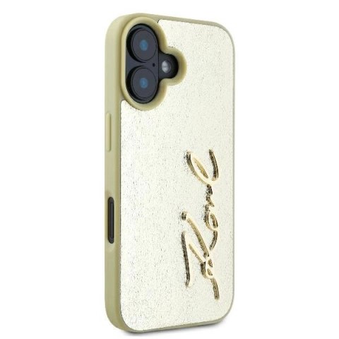 Etui Karl Lagerfeld Metal Signature na iPhone 16 - złote Etui Karl Lagerfeld Metal Signature na iPhone 16 - złote