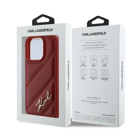 Etui Karl Lagerfeld Quilted Signature na iPhone 16 Pro Max - czerwone Etui Karl Lagerfeld Quilted Signature na iPhone 16 Pro Max - czerwone