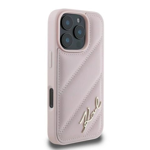 Etui Karl Lagerfeld Quilted Signature na iPhone 16 Pro Max - różowe