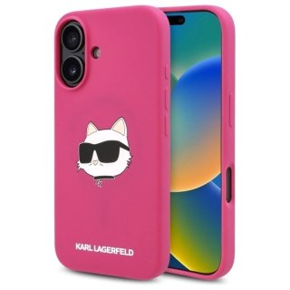 Etui Karl Lagerfeld Silicone Choupette Head Print MagSafe na iPhone 16 - fuksja