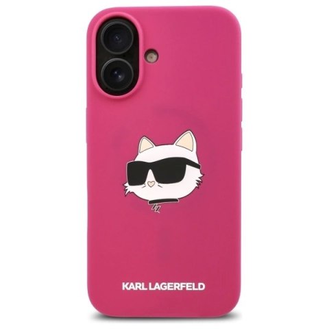 Etui Karl Lagerfeld Silicone Choupette Head Print MagSafe na iPhone 16 - fuksja Etui Karl Lagerfeld Silicone Choupette Head Print MagSafe na iPhone 16 - fuksja