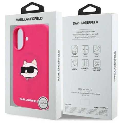 Etui Karl Lagerfeld Silicone Choupette Head Print MagSafe na iPhone 16 - fuksja Etui Karl Lagerfeld Silicone Choupette Head Print MagSafe na iPhone 16 - fuksja
