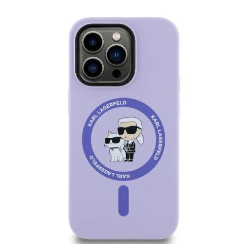Etui Karl Lagerfeld Silicone Karl&Choupette Heads Ring MagSafe na iPhone 14 Pro Max - fioletowe Etui Karl Lagerfeld Silicone Karl&Choupette Heads Ring MagSafe na iPhone 14 Pro Max - fioletowe