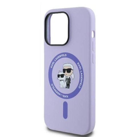 Etui Karl Lagerfeld Silicone Karl&Choupette Heads Ring MagSafe na iPhone 14 Pro Max - fioletowe Etui Karl Lagerfeld Silicone Karl&Choupette Heads Ring MagSafe na iPhone 14 Pro Max - fioletowe