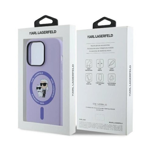 Etui Karl Lagerfeld Silicone Karl&Choupette Heads Ring MagSafe na iPhone 14 Pro Max - fioletowe Etui Karl Lagerfeld Silicone Karl&Choupette Heads Ring MagSafe na iPhone 14 Pro Max - fioletowe