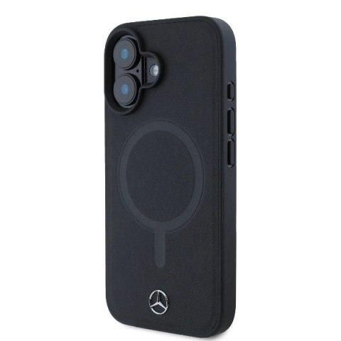 Etui Mercedes Plain Smooth Leather MagSafe na iPhone 16 - czarne