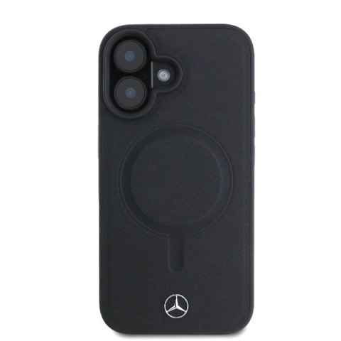 Etui Mercedes Plain Smooth Leather MagSafe na iPhone 16 - czarne