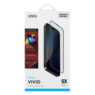 Szkło hartowane UNIQ Optix Vivid z apliaktorem na iPhone 16 Pro Max