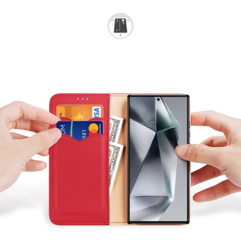 Etui Dux Ducis Hivo z klapką i blokadą RFID do Samsung Galaxy S24 Ultra - czerwone