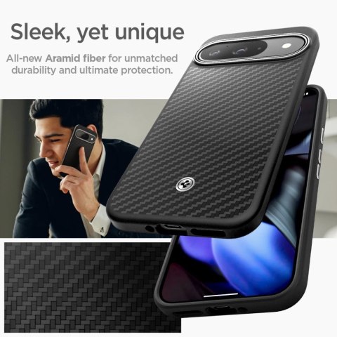 Etui Spigen Enzo Aramid na Google Pixel 9 Pro XL - czarne Etui Spigen Enzo Aramid na Google Pixel 9 Pro XL - czarne