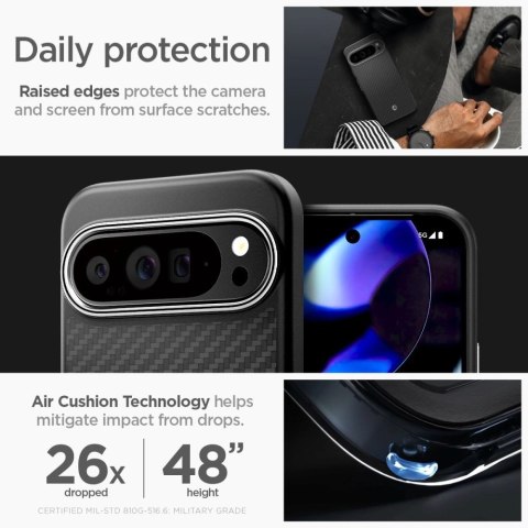 Etui Spigen Enzo Aramid na Google Pixel 9 Pro XL - czarne Etui Spigen Enzo Aramid na Google Pixel 9 Pro XL - czarne