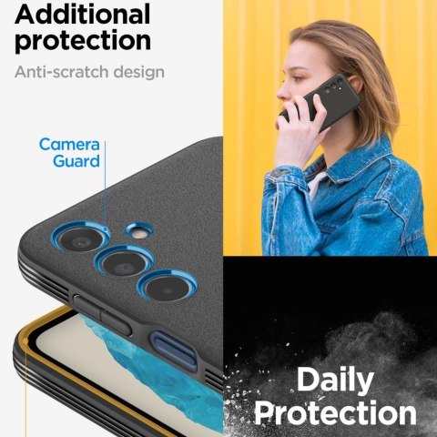 Etui Spigen Essential SandBlast na Samsung Galaxy M35 5G - czarne Etui Spigen Essential SandBlast na Samsung Galaxy M35 5G - czarne
