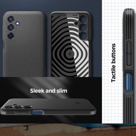 Etui Spigen Essential SandBlast na Samsung Galaxy M35 5G - czarne Etui Spigen Essential SandBlast na Samsung Galaxy M35 5G - czarne
