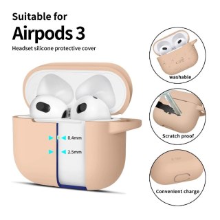Etui Tech-Protect Silicone Hook na Apple AirPods 3 - beżowe
