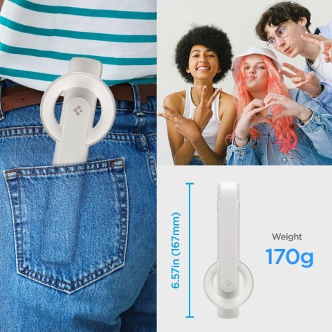 Selfie stick Spigen S571W MagSafe Bluetooth z tripodem - beżowy Selfie stick Spigen S571W MagSafe Bluetooth z tripodem - beżowy