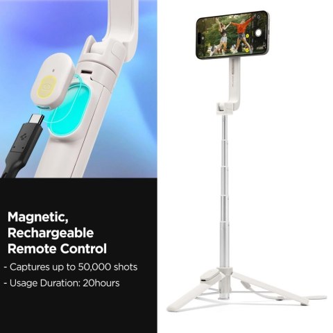 Selfie stick Spigen S571W MagSafe Bluetooth z tripodem - beżowy Selfie stick Spigen S571W MagSafe Bluetooth z tripodem - beżowy