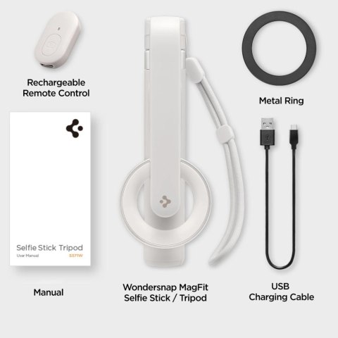 Selfie stick Spigen S571W MagSafe Bluetooth z tripodem - beżowy Selfie stick Spigen S571W MagSafe Bluetooth z tripodem - beżowy