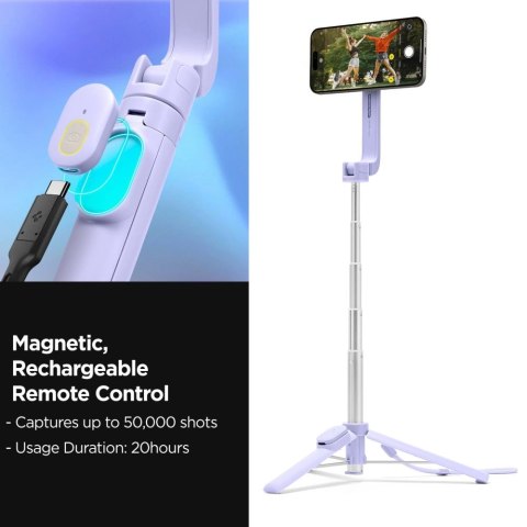 Selfie stick Spigen S571W MagSafe Bluetooth z tripodem - fioletowy