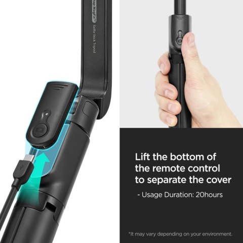 Selfie stick Spigen S580W MagSafe Bluetooth z tripodem - czarny Selfie stick Spigen S580W MagSafe Bluetooth z tripodem - czarny