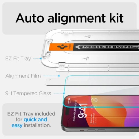 Szkło hartowane Spigen Glas.tR EZ Fit na iPhone 15 Szkło hartowane Spigen Glas.tR EZ Fit na iPhone 15