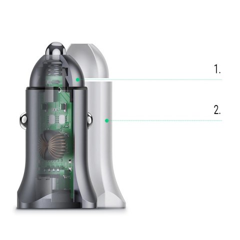Ugreen ładowarka samochodowa USB Typ C / USB 24W Power Delivery Quick Charge szary (30780) Ugreen ładowarka samochodowa USB Typ C / USB 24W Power Delivery Quick Charge szary (30780)