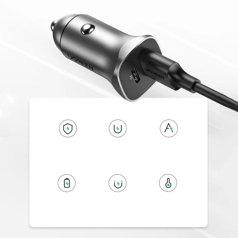 Ugreen ładowarka samochodowa USB Typ C / USB 24W Power Delivery Quick Charge szary (30780) Ugreen ładowarka samochodowa USB Typ C / USB 24W Power Delivery Quick Charge szary (30780)