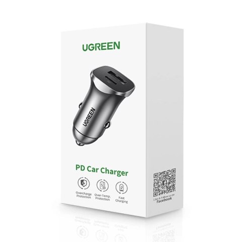Ugreen ładowarka samochodowa USB Typ C / USB 24W Power Delivery Quick Charge szary (30780) Ugreen ładowarka samochodowa USB Typ C / USB 24W Power Delivery Quick Charge szary (30780)