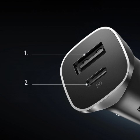 Ugreen ładowarka samochodowa USB Typ C / USB 24W Power Delivery Quick Charge szary (30780) Ugreen ładowarka samochodowa USB Typ C / USB 24W Power Delivery Quick Charge szary (30780)