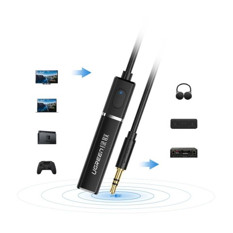 Ugreen transmiter Bluetooth 5.0 bezprzewodowy adapter audio 3,5 mm mini jack czarny (40761 CM107) Ugreen transmiter Bluetooth 5.0 bezprzewodowy adapter audio 3,5 mm mini jack czarny (40761 CM107)