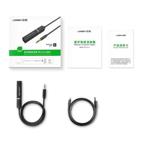 Ugreen transmiter Bluetooth 5.0 bezprzewodowy adapter audio 3,5 mm mini jack czarny (40761 CM107) Ugreen transmiter Bluetooth 5.0 bezprzewodowy adapter audio 3,5 mm mini jack czarny (40761 CM107)