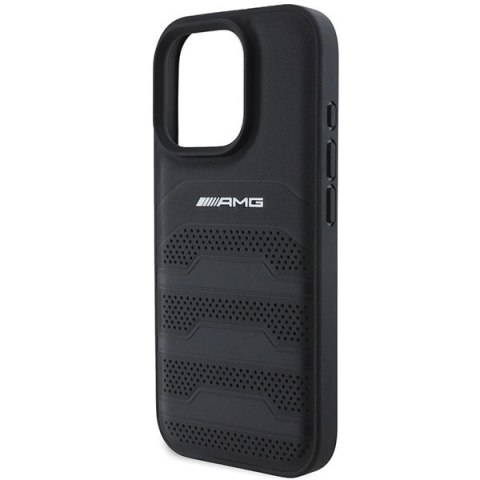 Etui AMG Leather Debossed Lines Black Logo na iPhone 16 Pro Max - czarne Etui AMG Leather Debossed Lines Black Logo na iPhone 16 Pro Max - czarne