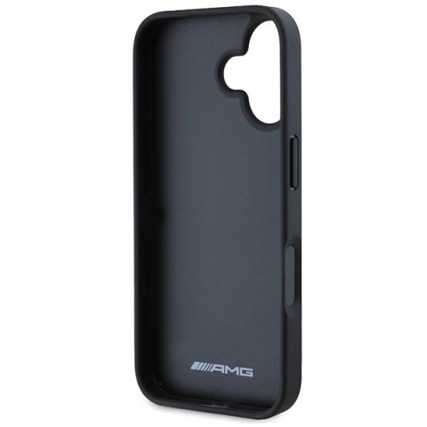 Etui AMG Leather Debossed Lines Black Logo na iPhone 16 - czarne Etui AMG Leather Debossed Lines Black Logo na iPhone 16 - czarne