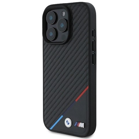 Etui BMW M Carbon Tricolor Line MagSafe na iPhone 16 Pro Max - czarne Etui BMW M Carbon Tricolor Line MagSafe na iPhone 16 Pro Max - czarne