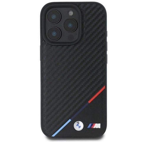 Etui BMW M Carbon Tricolor Line MagSafe na iPhone 16 Pro Max - czarne Etui BMW M Carbon Tricolor Line MagSafe na iPhone 16 Pro Max - czarne