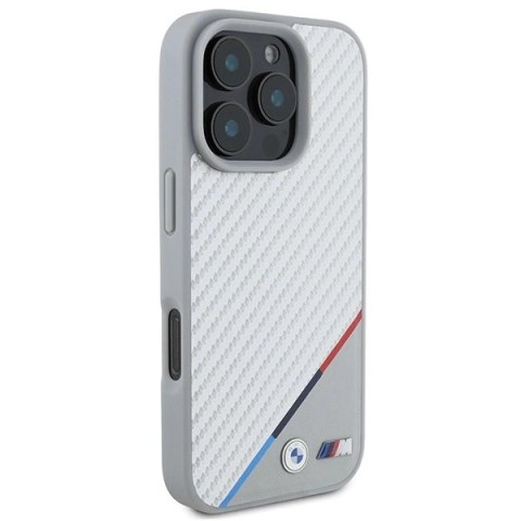 Etui BMW M Carbon Tricolor Line MagSafe na iPhone 16 Pro Max - szare