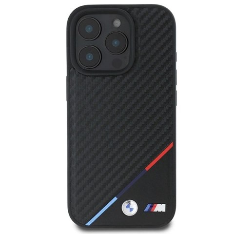 Etui BMW M Carbon Tricolor Line MagSafe na iPhone 16 Pro - czarne Etui BMW M Carbon Tricolor Line MagSafe na iPhone 16 Pro - czarne