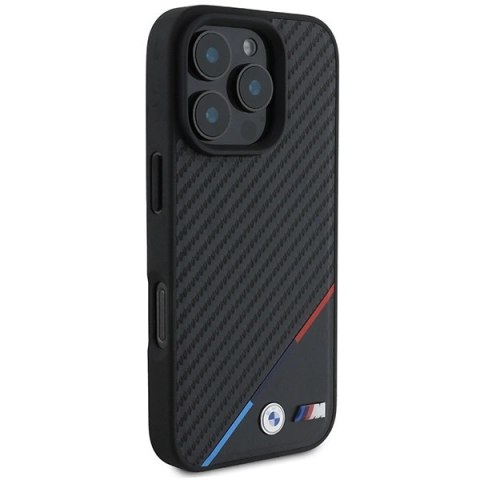 Etui BMW M Carbon Tricolor Line MagSafe na iPhone 16 Pro - czarne Etui BMW M Carbon Tricolor Line MagSafe na iPhone 16 Pro - czarne