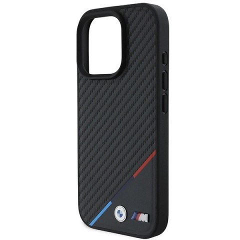 Etui BMW M Carbon Tricolor Line MagSafe na iPhone 16 Pro - czarne Etui BMW M Carbon Tricolor Line MagSafe na iPhone 16 Pro - czarne
