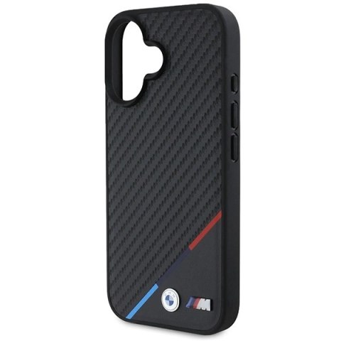 Etui BMW M Carbon Tricolor Line MagSafe na iPhone 16 - czarne