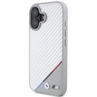 Etui BMW M Carbon Tricolor Line MagSafe na iPhone 16 - szare