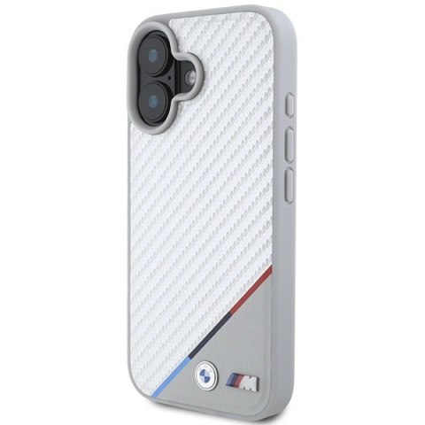 Etui BMW M Carbon Tricolor Line MagSafe na iPhone 16 - szare