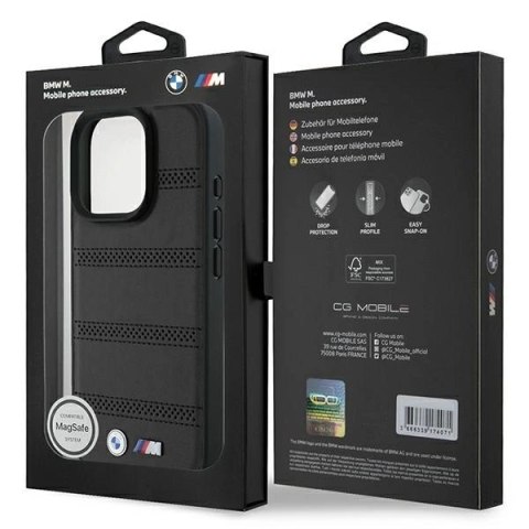 Etui BMW M Perforated And Stitched Line MagSafe na iPhone 16 Pro - czarne Etui BMW M Perforated And Stitched Line MagSafe na iPhone 16 Pro - czarne