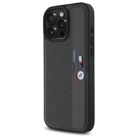 Etui BMW M Perforated Tricolor Detail Line na iPhone 16 Pro Max - ciemnoszare