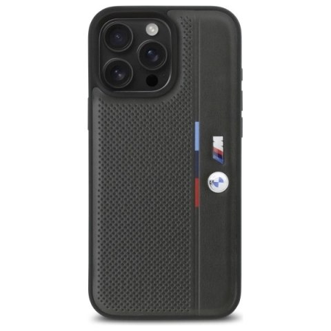Etui BMW M Perforated Tricolor Detail Line na iPhone 16 Pro Max - ciemnoszare